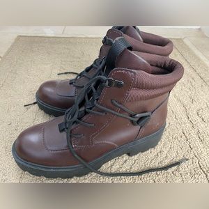 Burgundy Ugg combat boots size 6.5